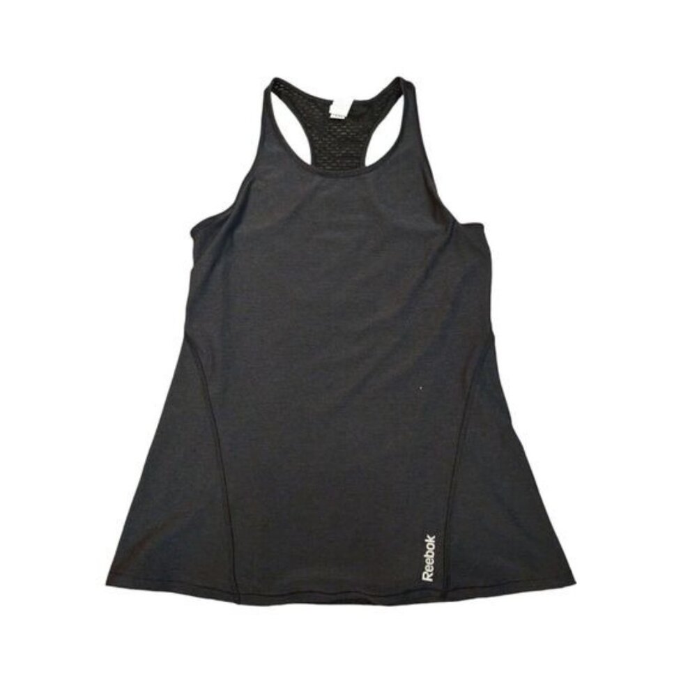 Reebok Womens Black Racerback Mesh Tank Top XS Athletic Stretch Gym Basic